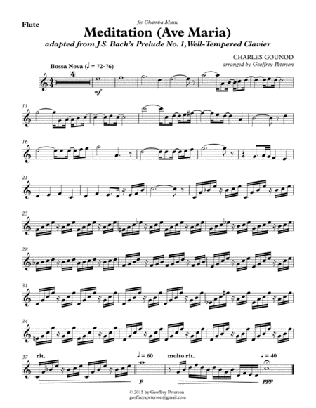 Free Sheet Music Meditation Ave Maria Set Of Parts