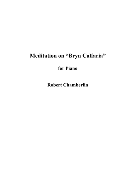 Meditation On Bryn Calfaria For Piano Sheet Music