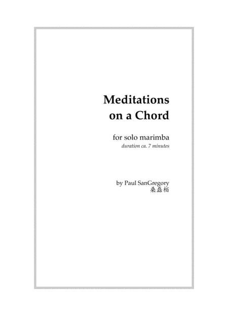 Meditations On A Chord For Solo Marimba Sheet Music