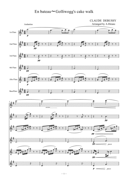 Medley Of Debussy En Bateau Gollwoggs Cake Walk Sheet Music