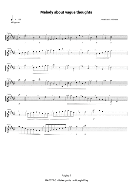 Free Sheet Music Melody About Vague Thoughts