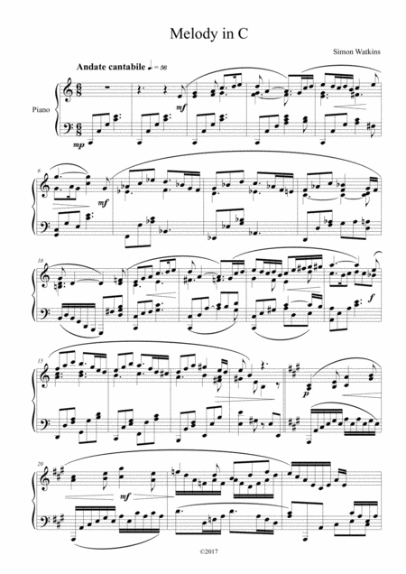 Melody In C Sheet Music