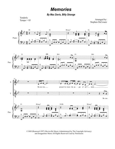 Memories Duet For Soprano And Tenor Solo Sheet Music