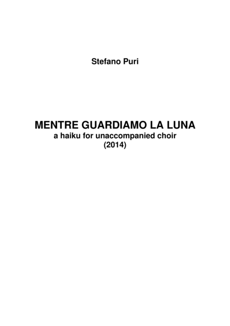 Mentre Guardiamo La Luna Sheet Music