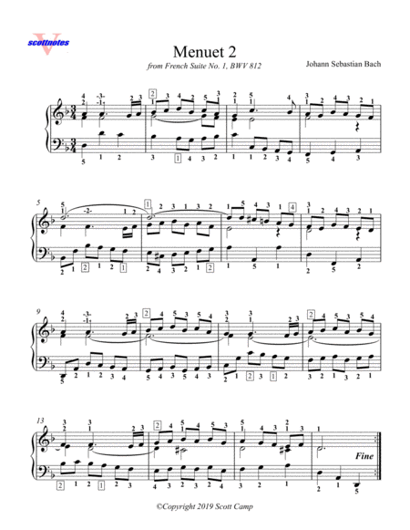 Menuet 2 From French Suite No 1 Bwv 812 Sheet Music