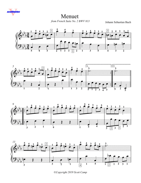 Menuet C Minor From French Suite No 2 Bwv 813 Sheet Music