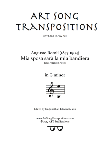 Mia Sposa Sar La Mia Bandiera G Minor Sheet Music