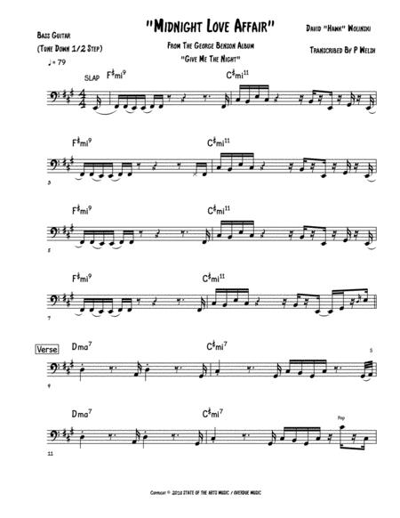 Midnight Love Affair Bass Guitar Sheet Music