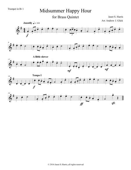 Free Sheet Music Midsummer Happy Hour First Trumpet In Bb