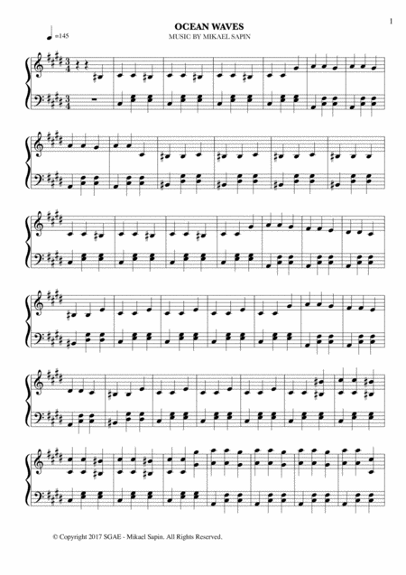 Free Sheet Music Mikael Sapin Ocean Waves