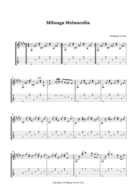 Free Sheet Music Milonga Melancolia