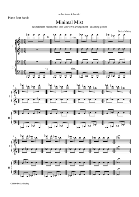 Free Sheet Music Minimal Mist Piano 4 Hands