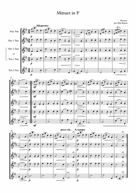 Minuet In F Mozart Sheet Music