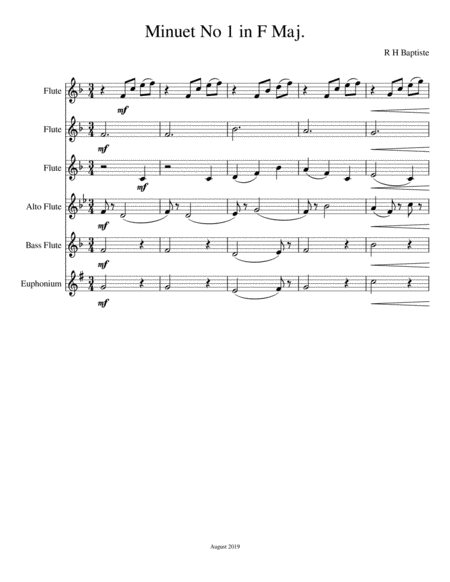 Minuet No 1 In F Major Sheet Music