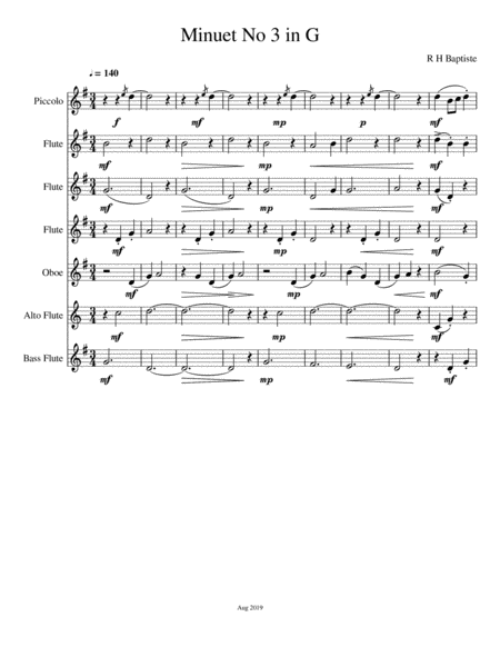 Free Sheet Music Minuet No 3 In G