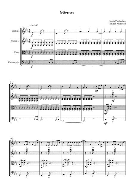 Mirrors String Quartet Sheet Music