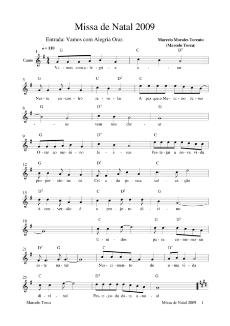 Missa De Natal 2009 Sheet Music