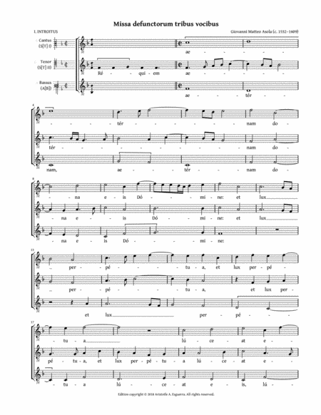 Free Sheet Music Missa Defunctorum Tribus Vocibus Asola