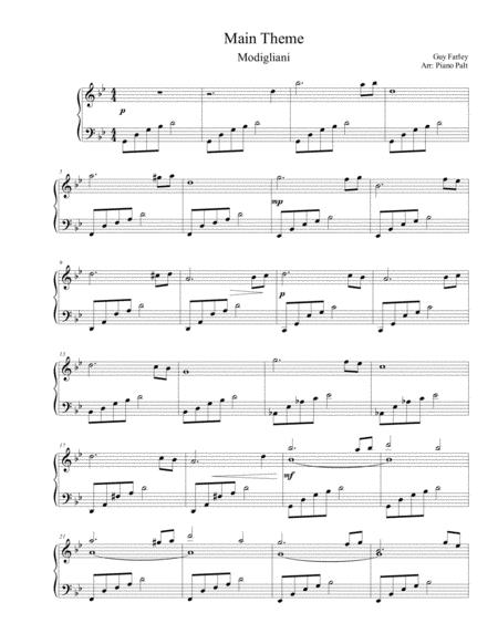 Free Sheet Music Modigliani Main Theme