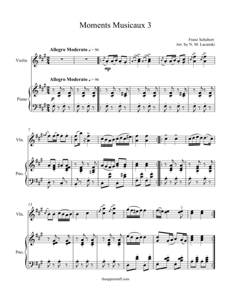 Moments Musicaux 3 Sheet Music