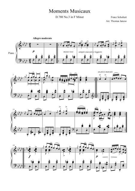 Free Sheet Music Moments Musicaux D780 No 3