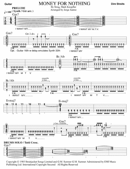 Money For Nothing Guitar Tab Sheet Music