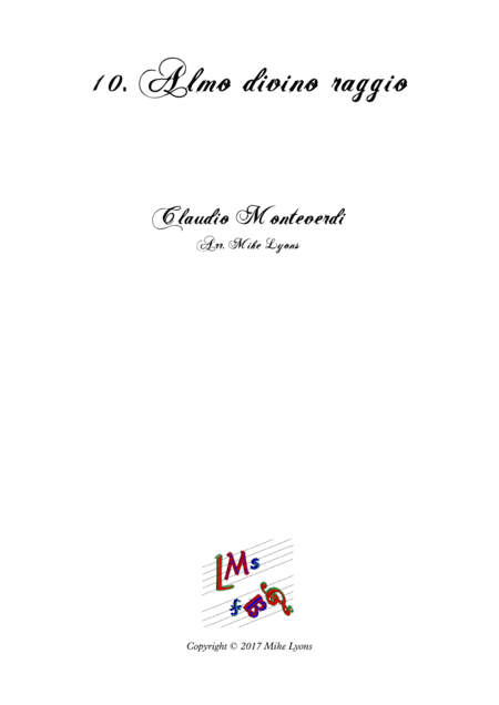 Free Sheet Music Monteverdi First Book Of Madrigals No 10 Almo Divino Raggio