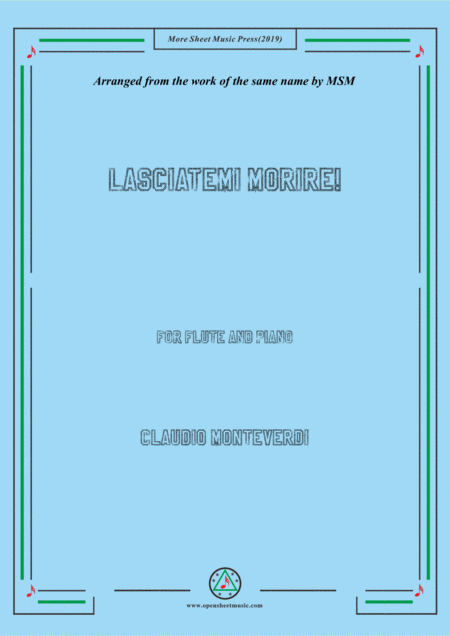 Monteverdi Lasciatemi Morire For Flute And Piano Sheet Music