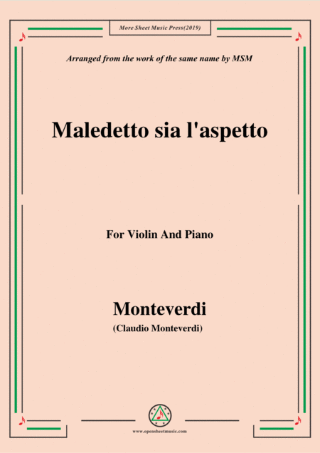 Monteverdi Maledetto Sia L Aspetto For Violin And Piano Sheet Music