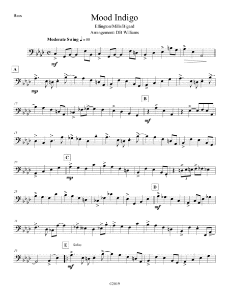 Mood Indigo Bass Sheet Music