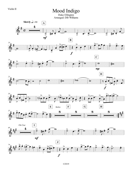 Free Sheet Music Mood Indigo Violin 2