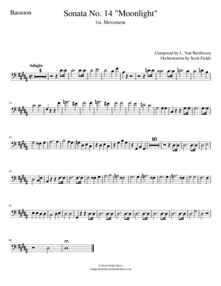 Free Sheet Music Moonlight Sonata Movement I For Orchestra Bassoon Part