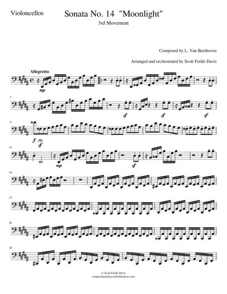 Moonlight Sonata Movement Iii For Orchestra Cello Part Sheet Music