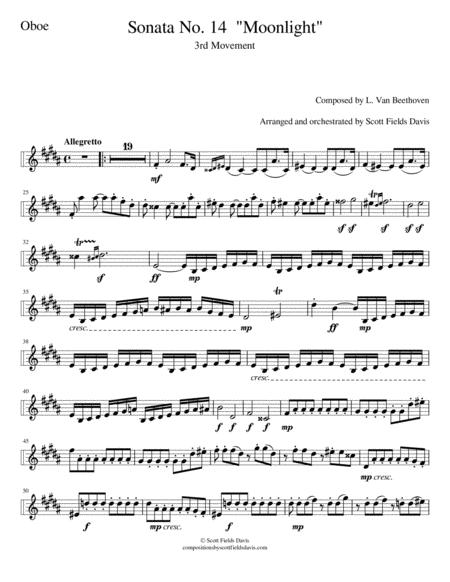 Free Sheet Music Moonlight Sonata Movement Iii For Orchestra Oboe Part