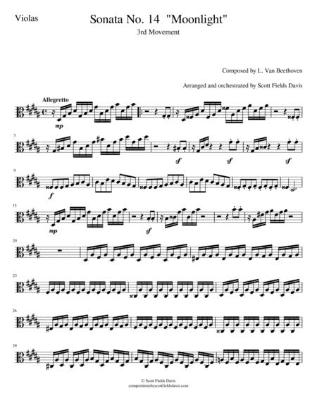 Moonlight Sonata Movement Iii For Orchestra Viola Part Sheet Music