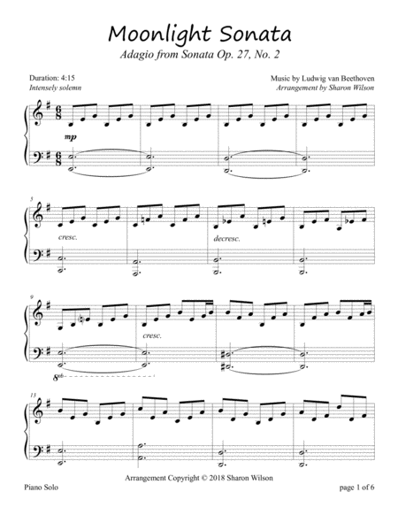 Moonlight Sonata Piano Solo Sheet Music