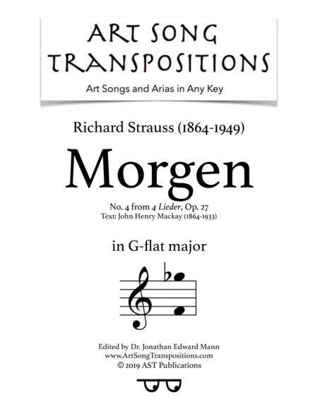 Morgen Op 27 No 4 G Flat Major Sheet Music