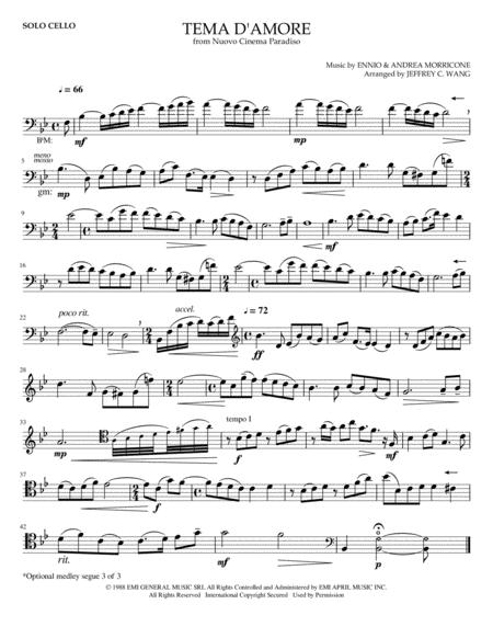 Free Sheet Music Morricone Tema D Amore Cinema Paradiso For Solo Cello