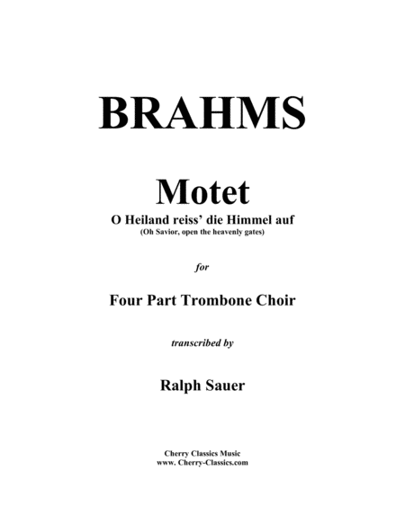 Free Sheet Music Motet O Heiland Reisbach For 4 Part Trombone Ensemble