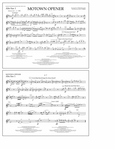 Motown Theme Show Opener Arr Tom Wallace Alto Sax 1 Sheet Music