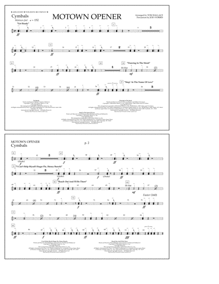 Motown Theme Show Opener Arr Tom Wallace Cymbals Sheet Music