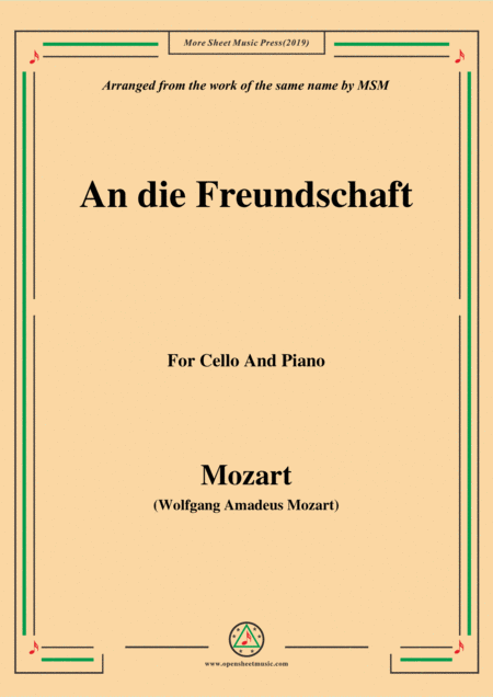 Mozart An Die Freundschaft For Cello And Piano Sheet Music