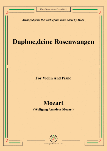 Mozart Daphne Deine Rosenwangen For Violin And Piano Sheet Music