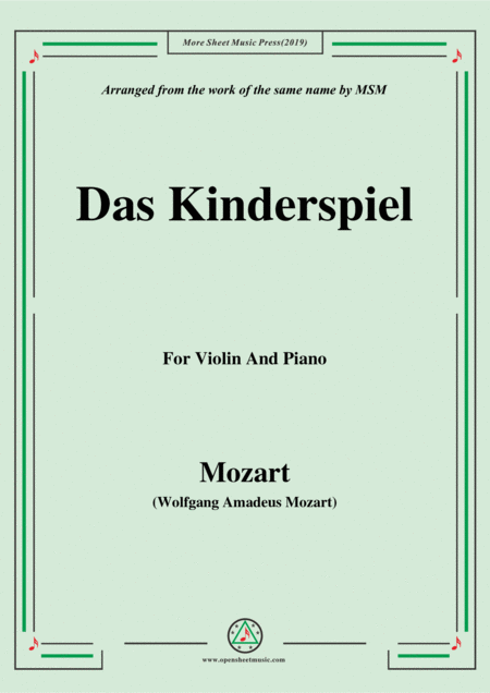 Free Sheet Music Mozart Das Kinderspiel For Violin And Piano