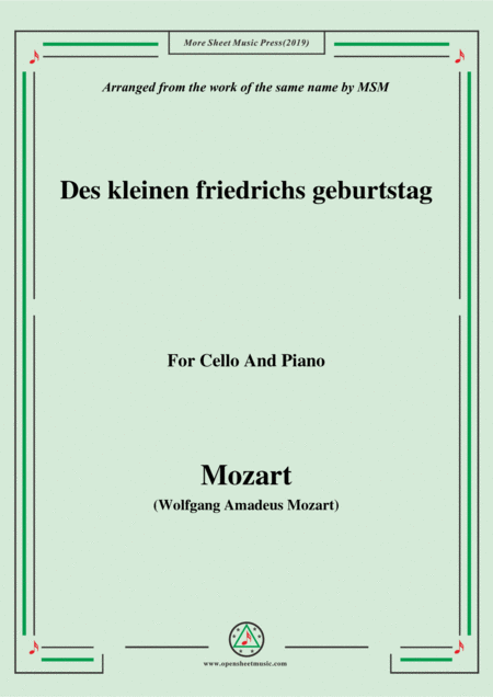 Mozart Des Kleinen Friedrichs Geburtstag For Cello And Piano Sheet Music