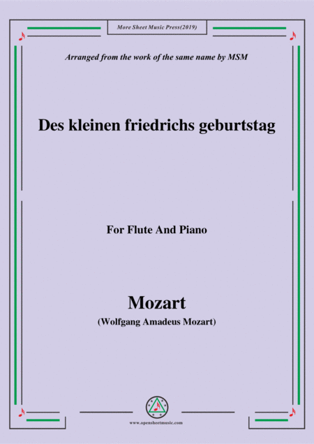 Free Sheet Music Mozart Des Kleinen Friedrichs Geburtstag For Flute And Piano