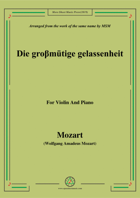 Free Sheet Music Mozart Die Gro Mtige Gelassenheit For Violin And Piano