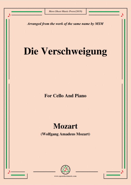 Mozart Die Verschweigung For Cello And Piano Sheet Music