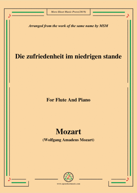 Mozart Die Zufriedenheit Im Niedrigen Stande For Flute And Piano Sheet Music