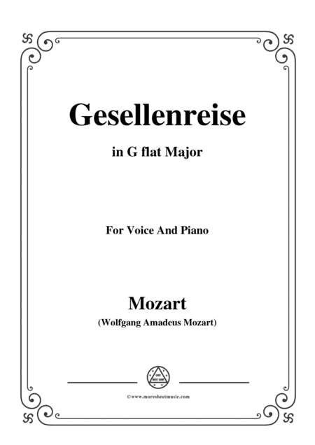 Mozart Gesellenreise In G Flat Major For Voice And Piano Sheet Music